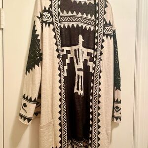 Aztec Patterned Black and Cream Men's Sweater